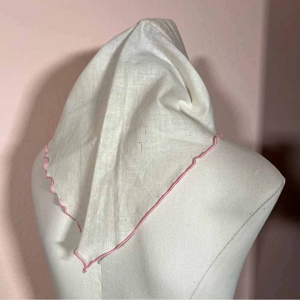 Vintage 1960's 70' Mod MCM Pink Feminine Cottagecore Kitschy Triangle Head scarf